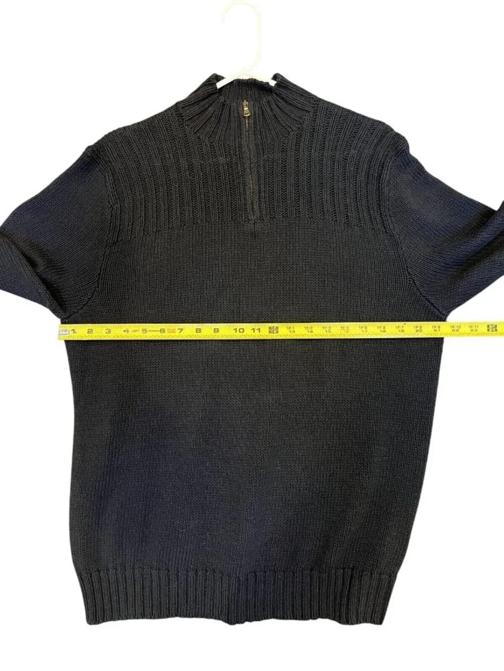 Polo Ralph Lauren navy blue cotton/linen blend 1/4 zip pullover  men’s L preppy